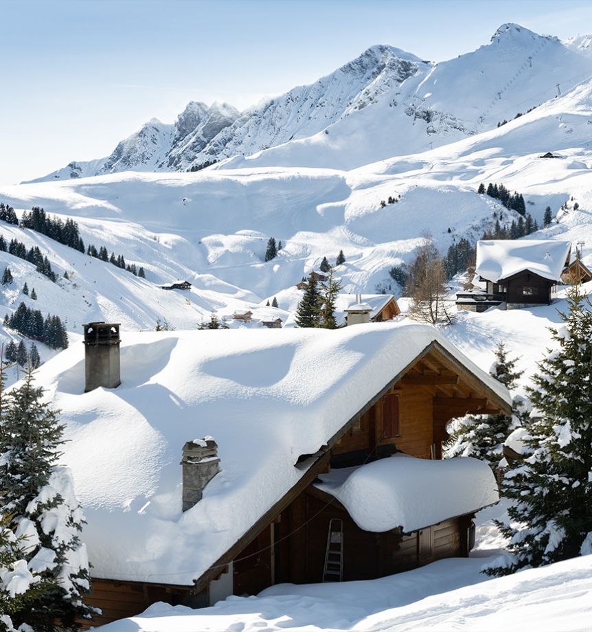 Les Crosets unter dem Schnee